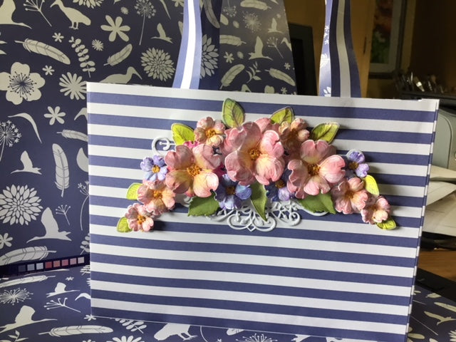 Floral striped gift bag