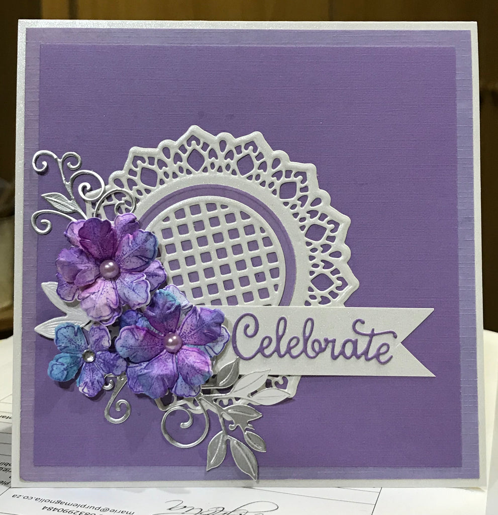 Lilac and aqua flowers with Julia