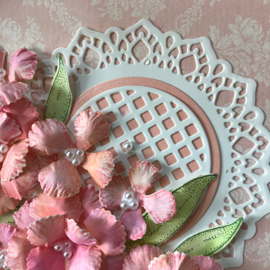 Camelia carnation bouquet in peach and cream