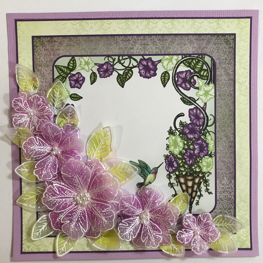 Plum petunias in vellum
