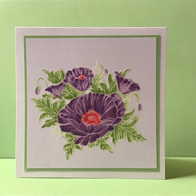 Purple poppies brush marker colouring