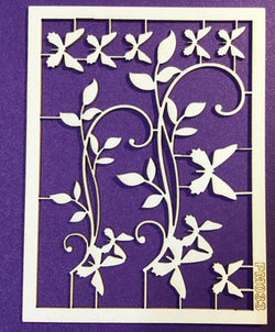 The Purple Magnolia chipboard PM033  Tiny swirls and butterflies