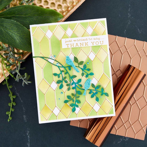 Spellbinders Geometric Diamond Background Glimmer Hot Foil Plate WITH STENCILS