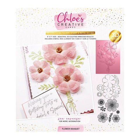Chloes 3D embossing folder (5x7 inch), stamp and die – Flower bouquet - PRE-ORDER