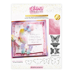 Chloes 3D embossing folder (5x7 inch), metal die and stamp set – Delightful butterflies - PRE-ORDER