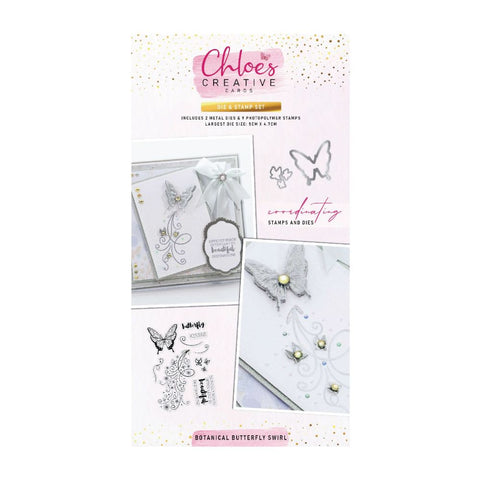 Chloes Creative Cards Die & Stamp Set – Botanical Butterfly Swirl