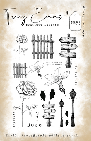 Tracy Evans Flora and fauna stamp set A5 - TE53