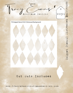 Tracy Evans snippets stencil distressed background A7 size - SS31