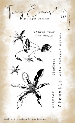 Tracy Evans Clematis A6 stamp