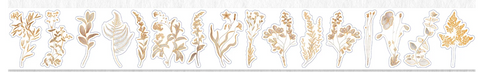 Washi tape  stickers - Botanical - Delicate vintage foliage (with gold foiling accents)