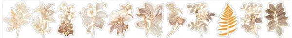 Washi tape  stickers - Botanical - Vintage leaves (with gold foiling accents