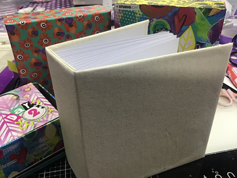Canvas-covered mini journal kit (11 pages 14x14cm - space for 24 art journalling pieces)