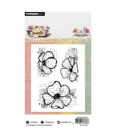 HE Dragonfly Dreams Clear Stamp Grungy flowers 3 Pieces - Pre-order