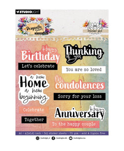 HE Dragonfly Dreams Sticker paper pad Sentiments - 20 Sheets(Pre-order)