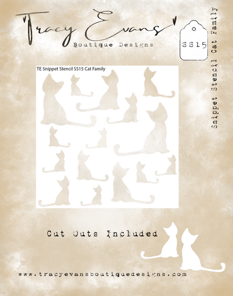 Cat Family 4x4 Inch Snippet Stencil (SS015)