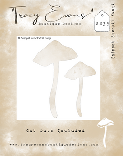 Tracy Evans SS035 fungi snippet stencil 4x4 inch