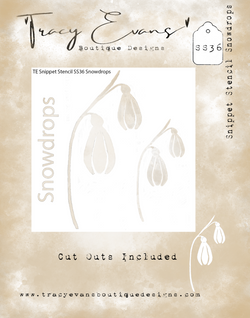 Tracy Evans SS036 snowdrops snippet stencil 4x4 inch