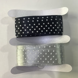 Ribbon silver and black dots