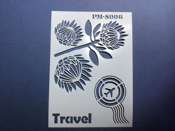 The Purple Magnolia stencil PM-S006 - Travel protea