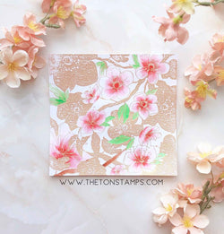 The Ton - Cherry blossoms garden - unmounted rubber stamp