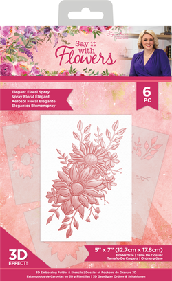 Crafters Companion Say it with flowers 3D embossing folder and stencil - Elegant floral spray