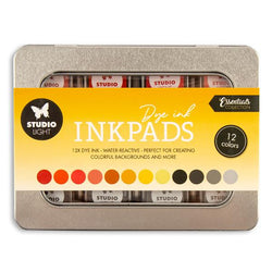 Studio Light mini dye ink pads in tin - Shades of yellow/red/grey